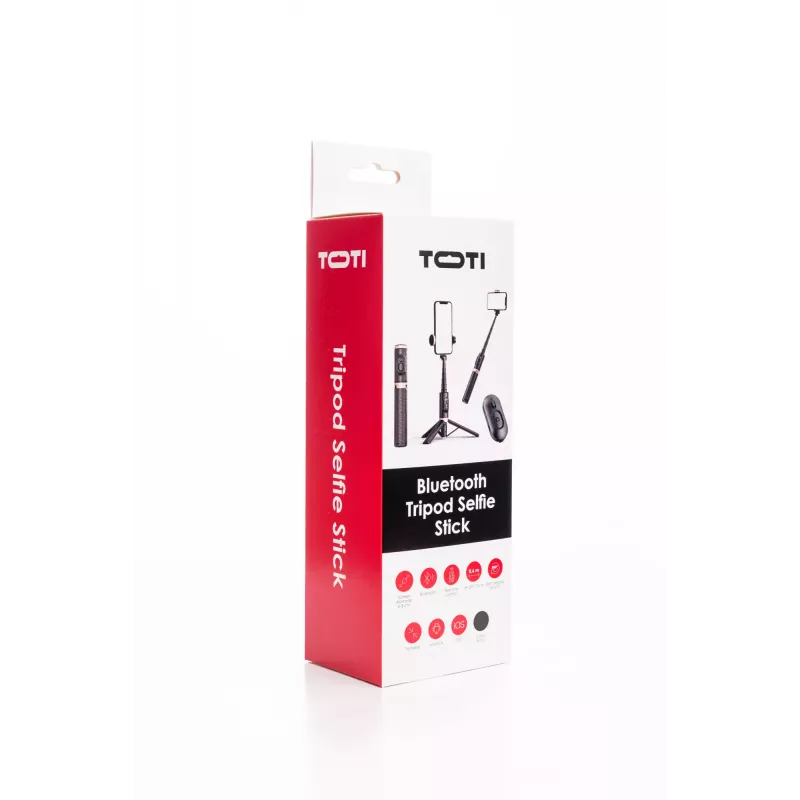 SEEK TOTI Selfie Stick mit verstecktem Design und stabilem Stativ Q12, Schwarz
