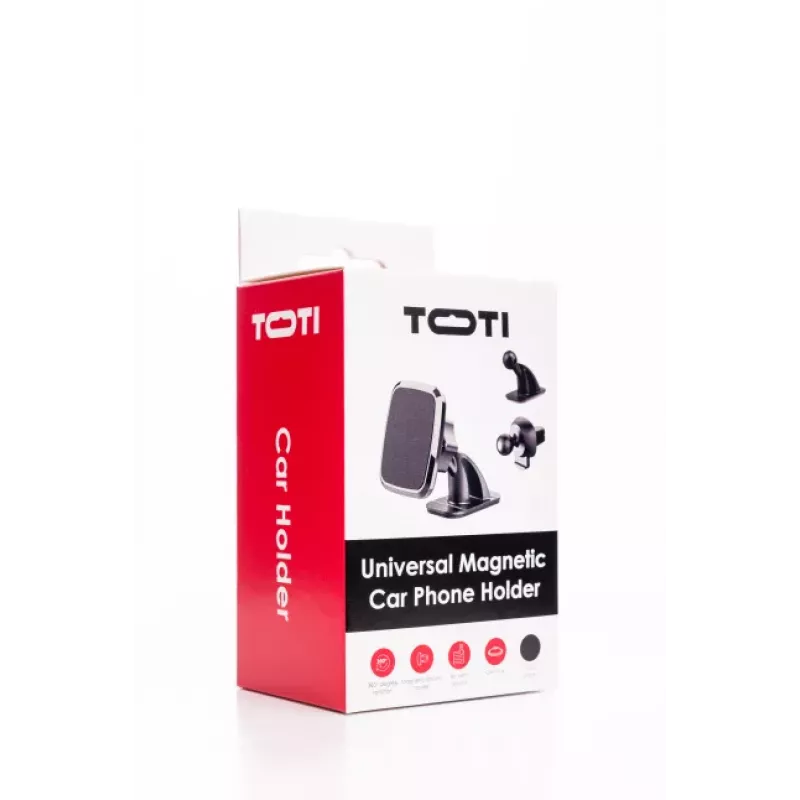 SEEK TOTI Magnetischer quadratischer Auto-Halter mit 3M-Klebemontage, Schwarz
