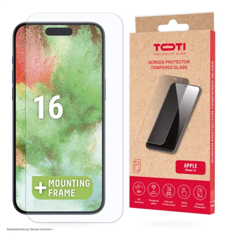 TOTI Tempered Glass 2D Screen Protector Full Cover für iPhone 16/15 Pro/15 Transparent