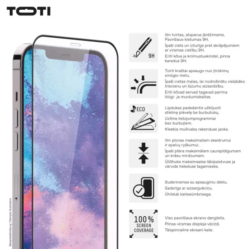 TOTI PREMIUM Premium Tempered Screen Protector Glass 3D Full Cover für Apple iPhone 16 Pro Max