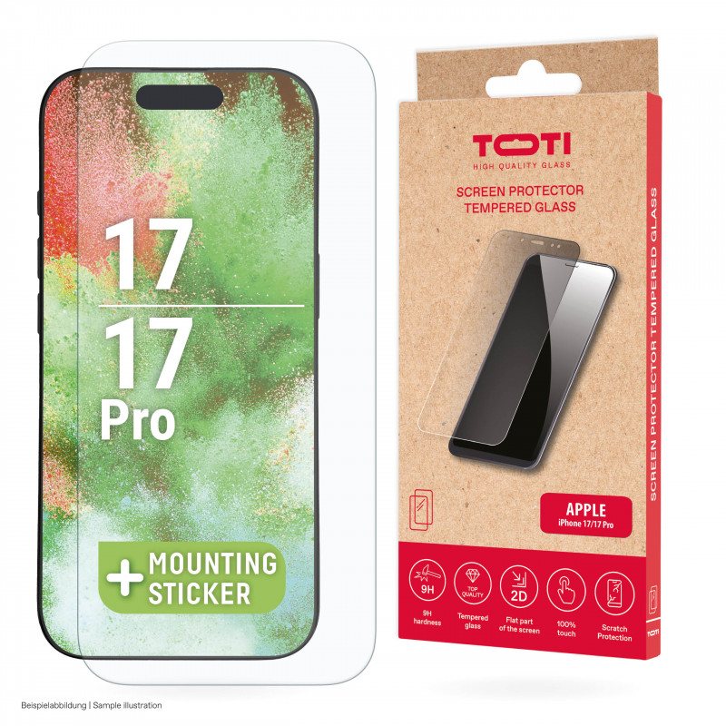 TOTI Tempered Glass 2D Screen Protector Full Cover für iPhone 17/16 Pro Transparent