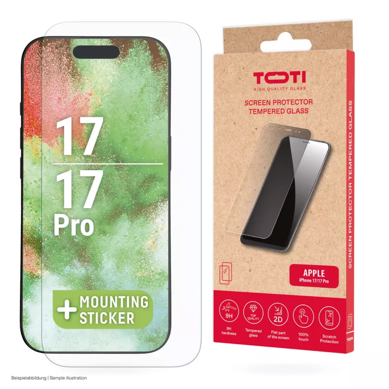 TOTI Tempered Glass 2D Screen Protector Full Cover für iPhone 17/16 Pro Transparent