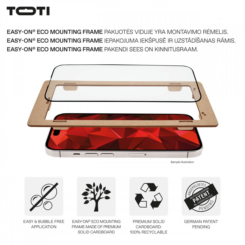 TOTI PREMIUM PREMIUM TEMPERED Screen Protector Glass 3D Full Cover für Apple iPhone 17/16 Pro