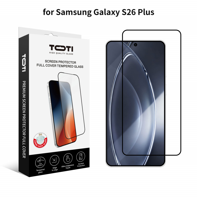 TOTI PREMIUM Tempered Glass 2.5D Screen Protector Full Cover für Samsung Galaxy S26 Plus