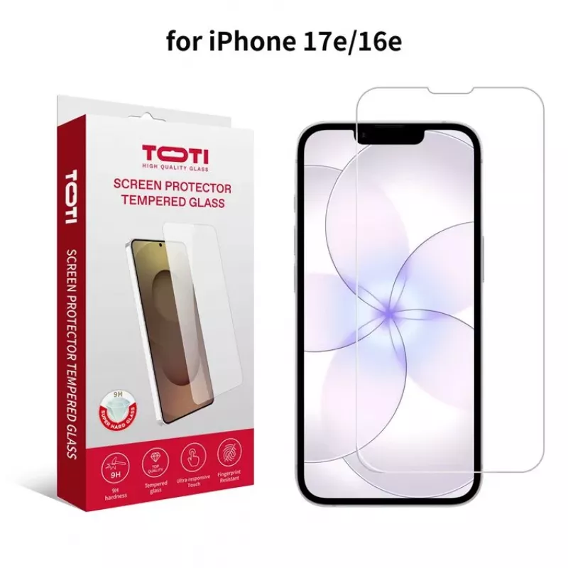 TOTI Tempered Glass 2D Screen Protector Full Cover für iPhone 16e/17e Transparent