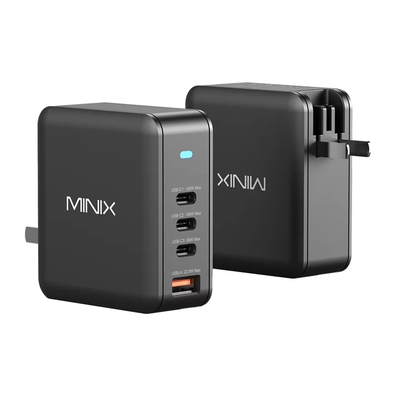 MINIX NEO-P165 GaN-Netzladegerät mit 3x USB-C und 1x USB-A Anschlüssen 165W