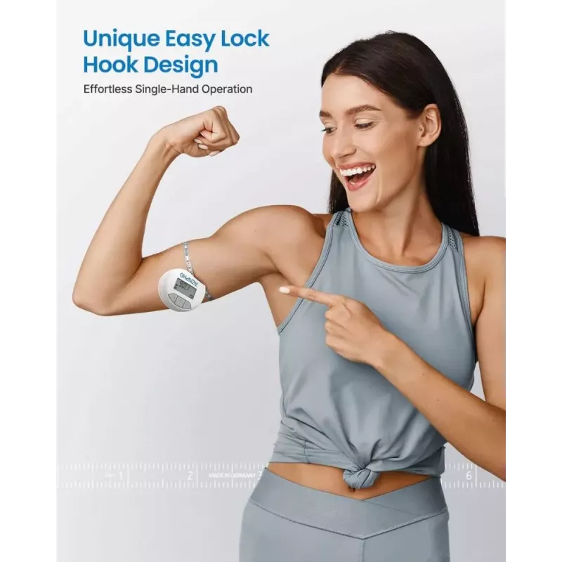RENPHO Smart Tape Measure - Bluetooth Körpermaßband für BMI, Taille, Hüfte, Arm, Bein, Brust - Automatisch einziehbar, LCD-Display, kompatibel mit Renpho Health App, Apple Health, Google Fit, Samsung Health - Schwarz