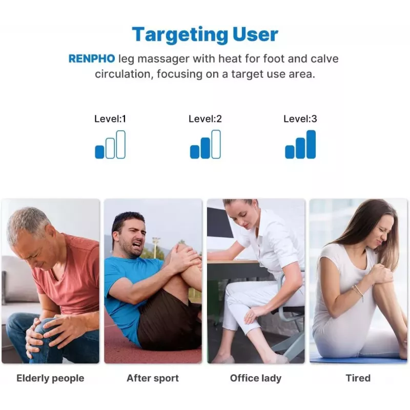 RENPHO Fuß- und Waden-Luftmassagegerät mit Wärme - Grau/Schwarz
