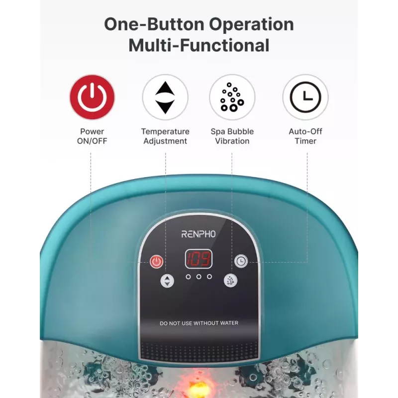 RENPHO Fußbad-Massagegerät X002 mit Wärme, Blasen, Vibration & Rotlichttherapie
