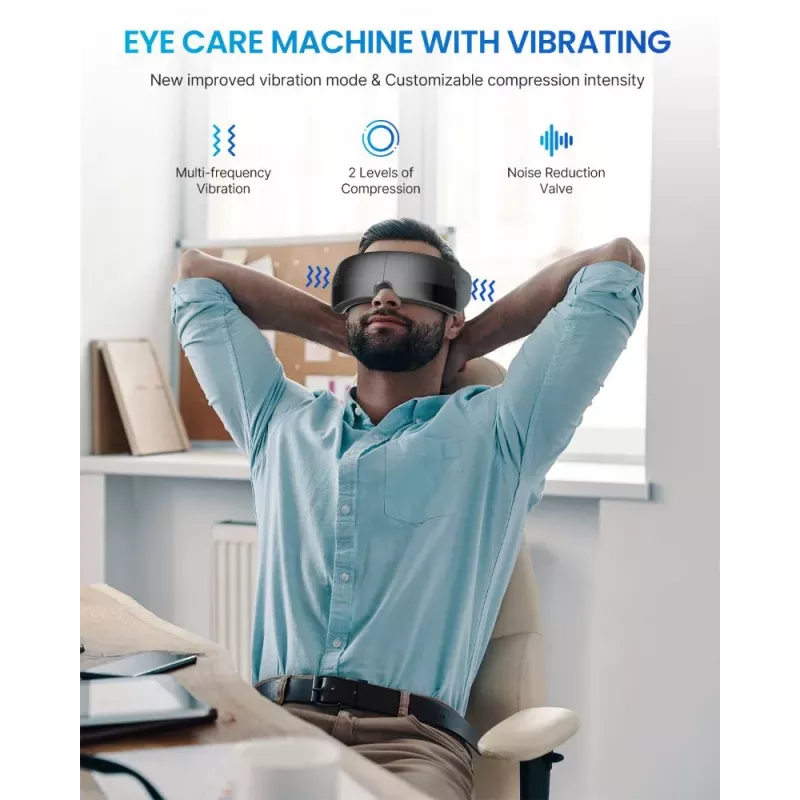 RENPHO Eyeris View Augenmassagegerät mit Wärme, Luftkompression, Vibration, Bluetooth, USB-C, klappbar, Grau