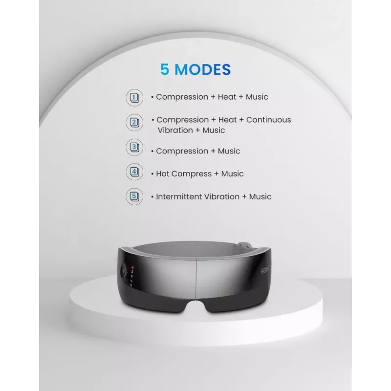 RENPHO Eyeris View Augenmassagegerät mit Wärme, Luftkompression, Vibration, Bluetooth, USB-C, klappbar, Grau
