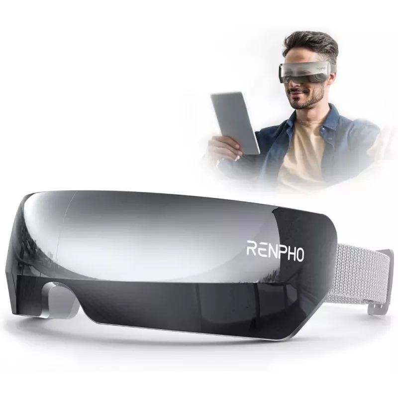 RENPHO Eyeris View Augenmassagegerät mit Wärme, Luftkompression, Vibration, Bluetooth, USB-C, klappbar, Grau