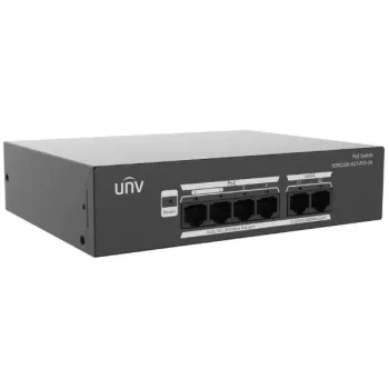 POE LANG NSW2100-6GT-POE-IN 6-Port PoE+ Switch mit 4-Port 10/100Mbps PoE, 1 Gigabit Uplink, 1 SFP, 60W Budget, Unmanaged, Desktop/Wandmontage
