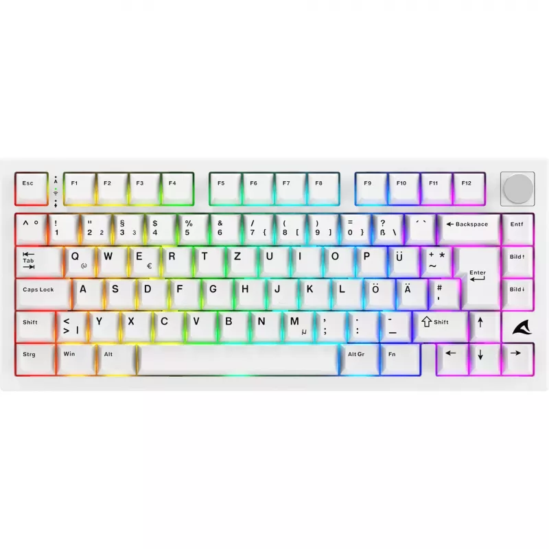 Sharkoon SGK55W SKILLER Wireless Gaming Keyboard, 75% Layout, PBT Keycaps, Weiß