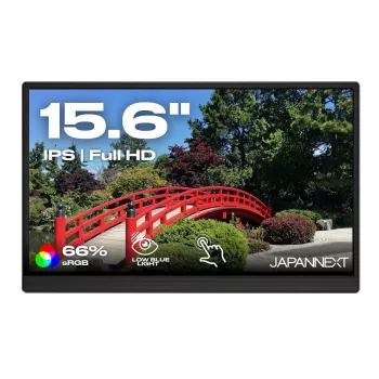 JAPANNEXT JN-MD-i156F-T-LE 15.6 inch IPS Full HD Touchscreen Portable Monitor mit Mini HDMI, USB-C, eingebauten Lautsprechern, Schwarz
