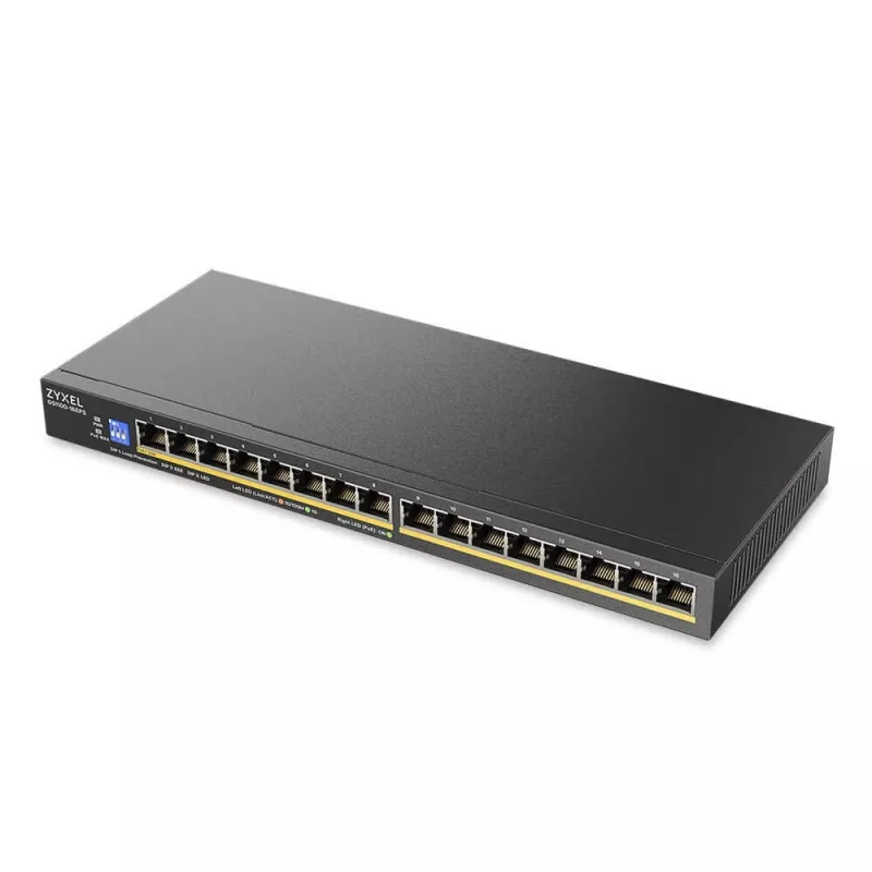 ZyXEL GS1100-16EPS 16-Port Gigabit Unmanaged PoE+ Switch mit 135W Budget
