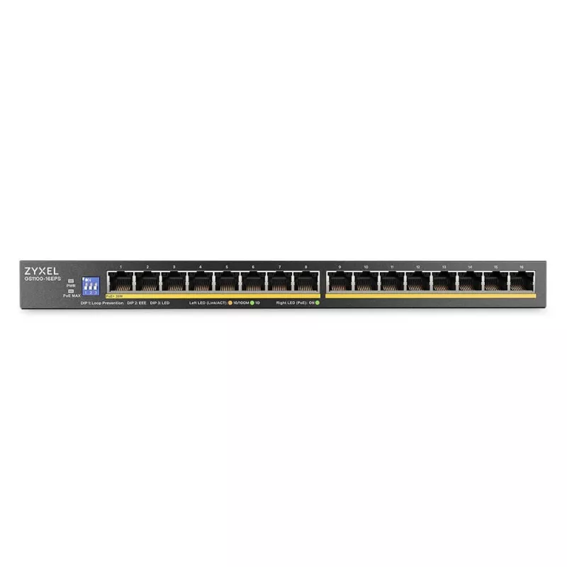 ZyXEL GS1100-16EPS 16-Port Gigabit Unmanaged PoE+ Switch mit 135W Budget