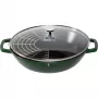 STAUB Wok 30 cm mit Deckel Gusseisen Basilikumgrün