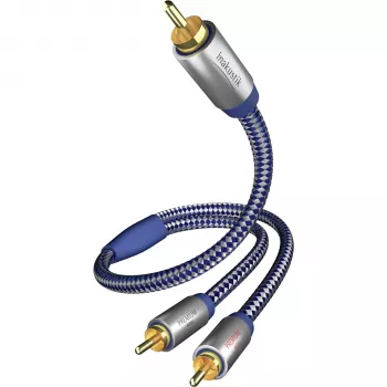 in-akustik Premium Y Subwoofer Cable - 2x RCA Male auf 1x RCA Male, 3,0 m, Schwarz