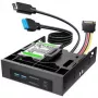 GRAUGEAR USB Hub + Card Reader Front Panel mit 2,5 inch SSD-Rahmen, Schwarz
