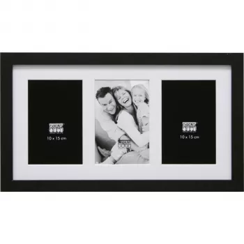 Deknudt S66KA3 Gallery 3x10x15 Holz Schwarz mit Passepartout Multi-Bilderrahmen