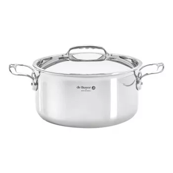 De Buyer Affinity Stielkasserolle Edelstahl mit Deckel 24 cm