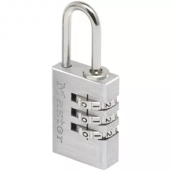 Master Lock 7620EURDCC Kombinationsschloss, Aluminiumgehäuse, gehärteter Stahlbügel, 4-stellig resettable, 50 mm Gehäusebreite, 8 mm Bügeldurchmesser, Silber/Grau