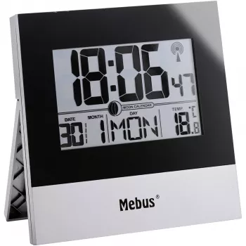 Mebus 41787 Funkwanduhr, Silber/Weiß, 30 cm, DCF77
