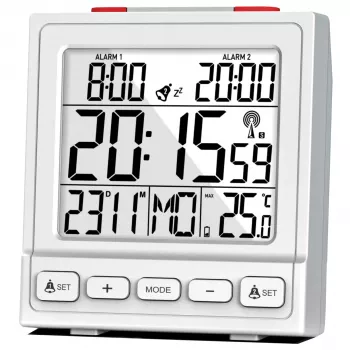 MEBUS 56813 Digitaler Wecker - Weiß - Rechteckig - 12/24h - °C/°F