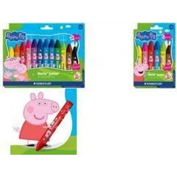 STAEDTLER Noris Junior Peppa Pig Wachsmalstifte 12 Farben in Plastiketui