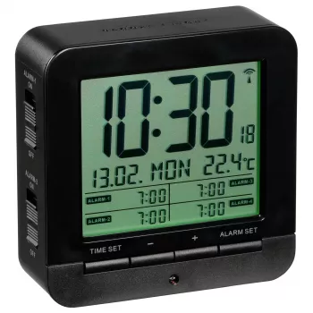 TFA 60.2536.01 Funkuhr Wecker - Digital LCD, Schwarz