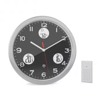 MEBUS 13149 Funkwanduhr 30 cm Aluminium Lautloser Gang