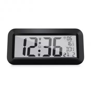 MEBUS 14116 Funk-Wanduhr mit großem LCD-Display, Schwarz
