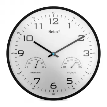 MEBUS 16180 Quarz-Wanduhr, Weiß, Analog, 25 cm