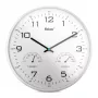 MEBUS 16181 Quarz-Wanduhr, 25 cm, weißes Zifferblatt, silberner Rahmen, Silent Sweep