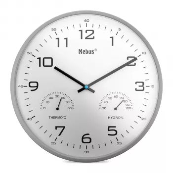 MEBUS 16182 Quarz-Wanduhr Weiß 25 cm