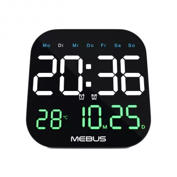 Mebus 19855 Funk-Wanduhr Analog Tischuhr 18,5 cm Schwarz