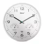 MEBUS 52841 Funk-Wanduhr, schwarzer Rahmen, weißes Zifferblatt, 30 cm