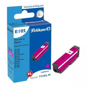 Pelikan E105 Kompatible Tintenpatrone Magenta High Yield (XL) für Epson XP-530/540/630/635/640/645/710/830/900 - 1 Pack