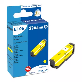Pelikan E106 Kompatible Tintenpatrone Gelb High Yield (XL) für Epson XP-530/540/630/635/640/645/710/830/900 - 1er-Pack
