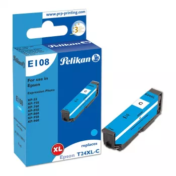 Pelikan E108 Kompatible Tintenpatrone Cyan High Yield (XL) für Epson Expression Photo XP-55/XP-750/XP-760/XP-850/XP-860/XP-950/XP-960 - 1er-Pack