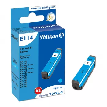 Pelikan E114 Kompatible Tintenpatrone Cyan High Yield (XL) für Epson Expression Premium XP-510, XP-520, XP-600 Serie, XP-700 Serie, XP-800 Serie