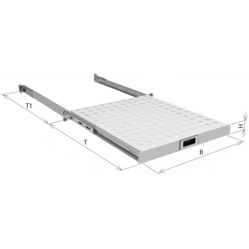 EFB 19 Zoll 1U ausziehbare Ablage, Tiefe 550-650 mm, 30 kg Belastbarkeit, RAL7035 Lichtgrau