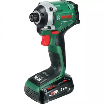 BOSCH UniversalImpactDrive 18V-210 Akku-Schlagschrauber (18V, 2,0Ah, Li-Ion, 1/4 Zoll Sechskant, 210 Nm, 3400 U/min, Koffer, POWER FOR ALL ALLIANCE)