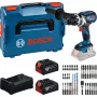 Bosch Professional 18V Akku-Bohrschrauber Set 2x5,0 Ah Li-Ion 110 Nm bürstenlos mit Ladegerät und Bit-Set im MetaLoc II Koffer