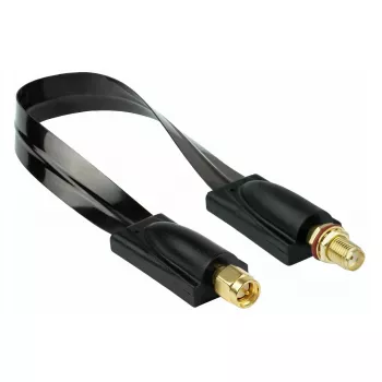 Kabelmeister Koaxial-HF-Fensterdurchführung, SMA-Stecker auf SMA-Buchse, Schwarz, 0,2 m