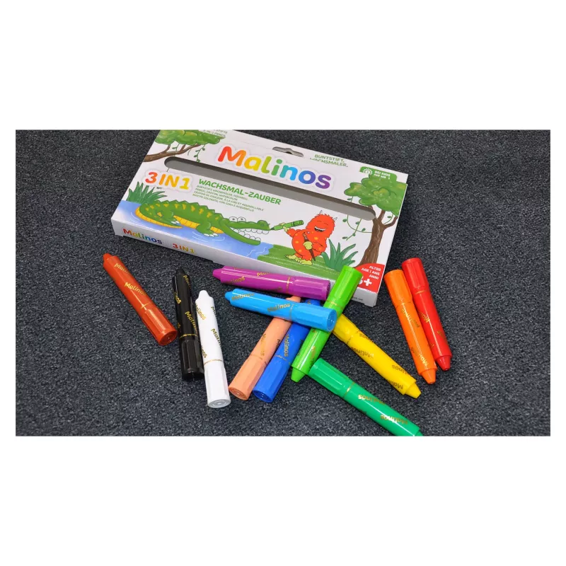 Malinos Wachsmalstifte Magic Drawing 12 Farben 3+