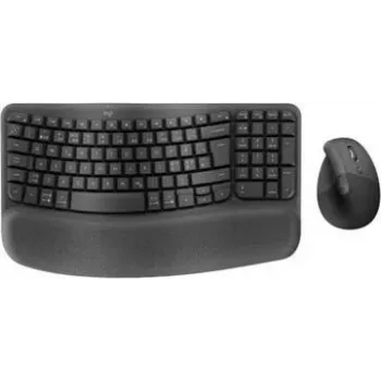 Logitech Wave Keys und Lift Combo - Kabelloses ergonomisches Tastatur- und Maus-Set - Bluetooth LE, 2,4 GHz - QWERTY - Nordisches Layout - Graphit