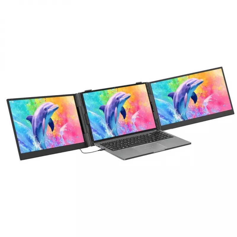 BLACKVIEW DCM8 Pro Dual 15.3 Zoll Tragbarer IPS-Monitor, 2x Full HD, 60Hz, USB-C, Mini HDMI, Eingebaute Lautsprecher, HDR10, Klappbar