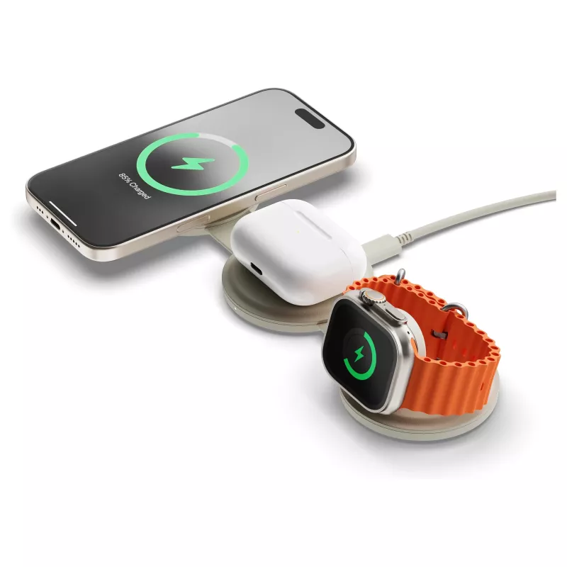 Satechi OntheGo 3-in-1 Wireless Charger mit Qi2, Sand, 15W, ST-QTG31W